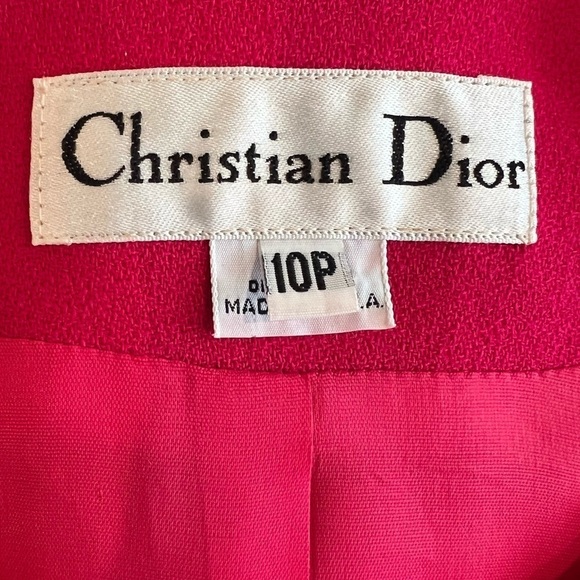 CHRISTIAN DIOR Vintage Button Down Blazer Fuschia & Black Trim Size 10P - Picture 7 of 8